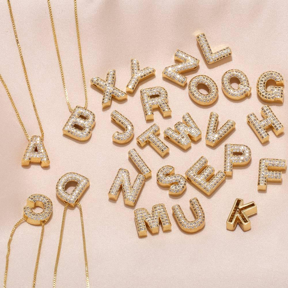 Wholesale Copper 18K Gold Plated Modern Style Simple Style Plating Inlay Letter Zircon Pendant Necklace - coojewelry