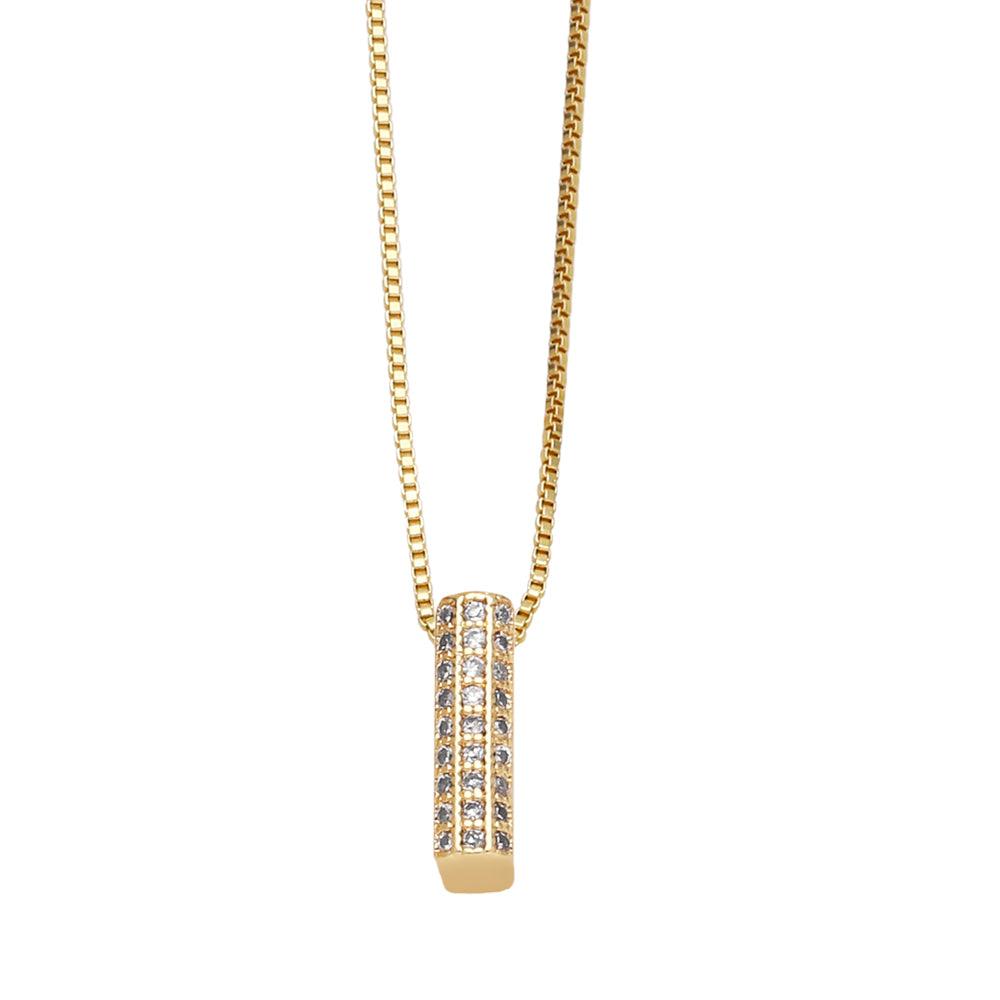 Wholesale Copper 18K Gold Plated Modern Style Simple Style Plating Inlay Letter Zircon Pendant Necklace - coojewelry