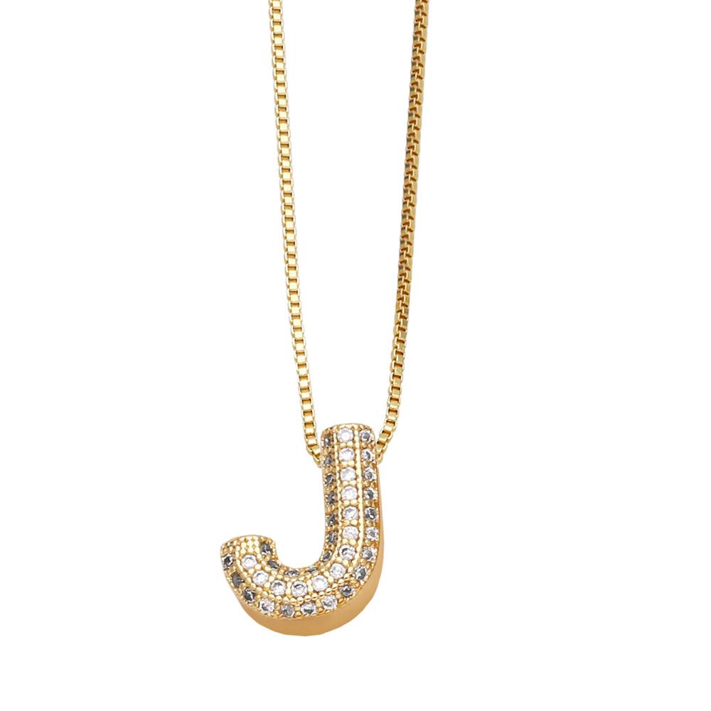 Wholesale Copper 18K Gold Plated Modern Style Simple Style Plating Inlay Letter Zircon Pendant Necklace - coojewelry