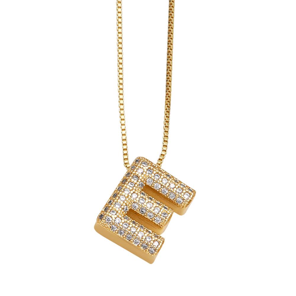 Wholesale Copper 18K Gold Plated Modern Style Simple Style Plating Inlay Letter Zircon Pendant Necklace - coojewelry