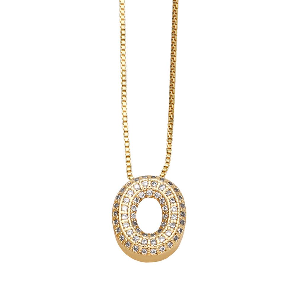 Wholesale Copper 18K Gold Plated Modern Style Simple Style Plating Inlay Letter Zircon Pendant Necklace - coojewelry