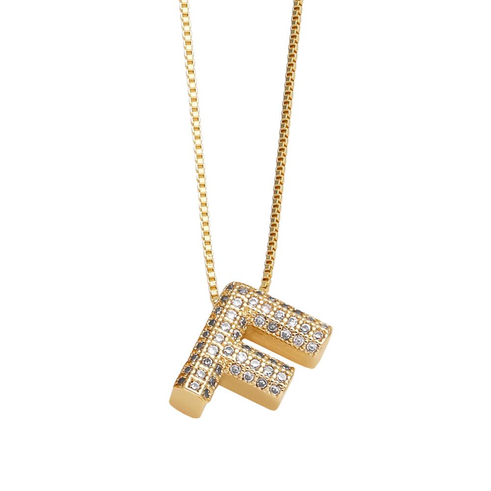 Wholesale Copper 18K Gold Plated Modern Style Simple Style Plating Inlay Letter Zircon Pendant Necklace - coojewelry
