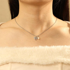 Wholesale Copper 18K Gold Plated Simple Style Commute Inlay Letter Heart Shape Zircon Pendant Necklace - coojewelry