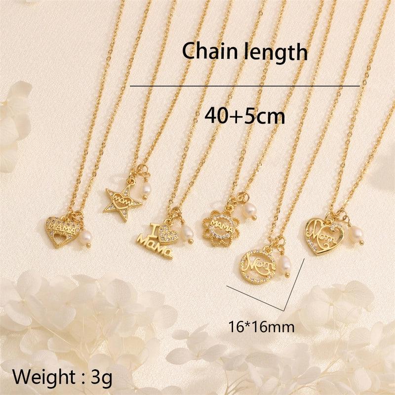 Wholesale Copper 18K Gold Plated Simple Style Commute Inlay Letter Heart Shape Zircon Pendant Necklace - coojewelry