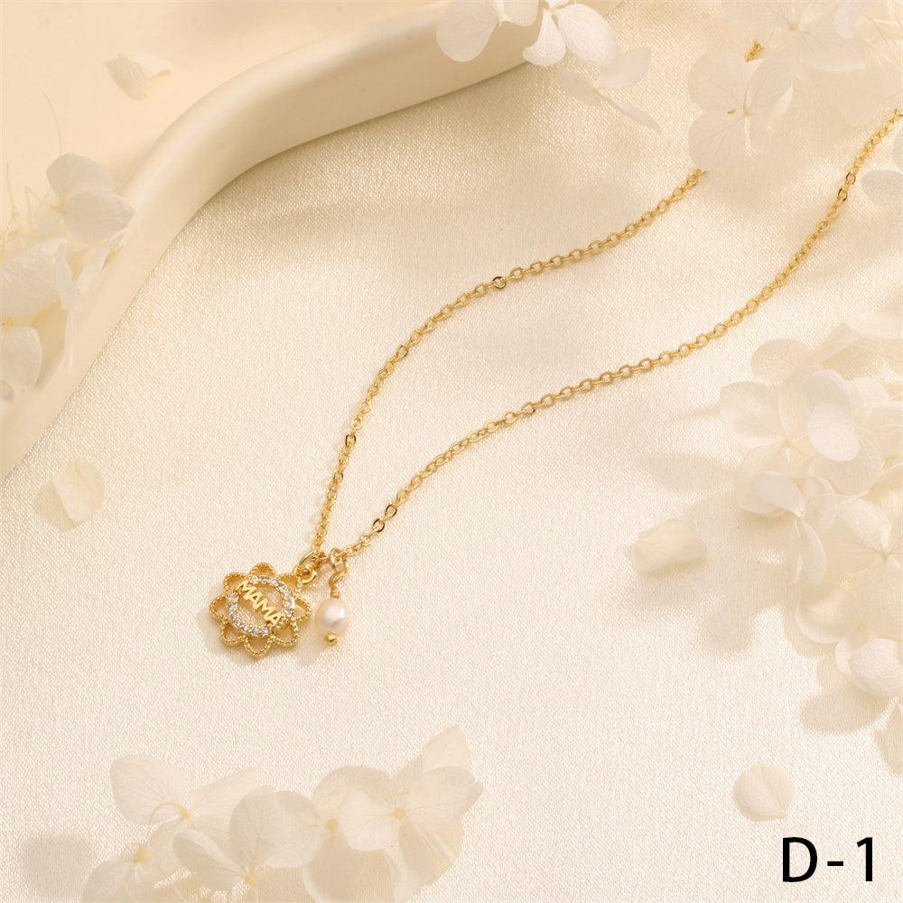 Wholesale Copper 18K Gold Plated Simple Style Commute Inlay Letter Heart Shape Zircon Pendant Necklace - coojewelry