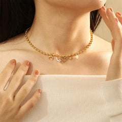 Wholesale Copper 18K Gold Plated Simple Style Heart Shape Zircon Choker - coojewelry