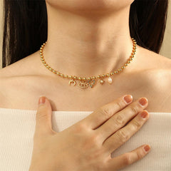 Wholesale Copper 18K Gold Plated Simple Style Heart Shape Zircon Choker - coojewelry