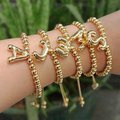 Wholesale Copper Gold Plated Bracelet Vintage Simple Letter Style Accessory - coojewelry