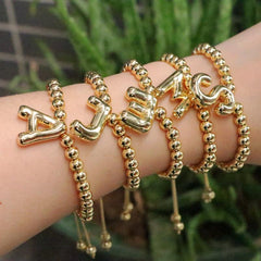 Wholesale Copper Gold Plated Bracelet Vintage Simple Letter Style Accessory - coojewelry