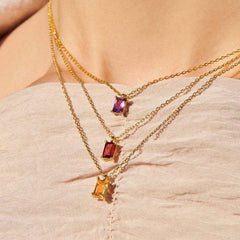 Wholesale Copper Simple Style Plating Inlay Oval Birthstone Necklace - coojewelry