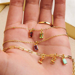 Wholesale Copper Simple Style Plating Inlay Oval Birthstone Necklace - coojewelry