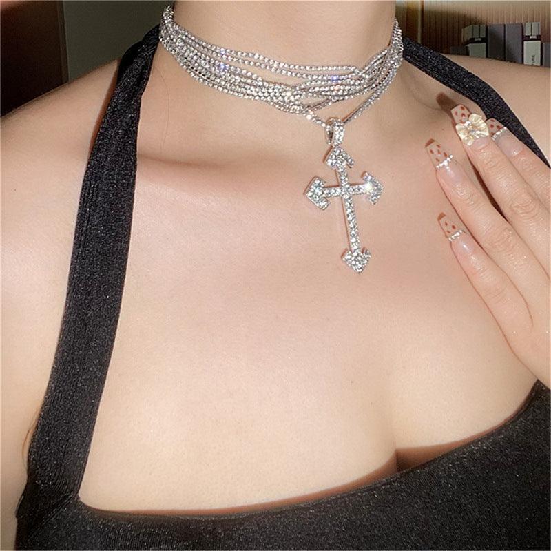 Wholesale Cross Pendant Necklace Collection Vintage Style Rhinestones Stainless Steel Alloy - coojewelry
