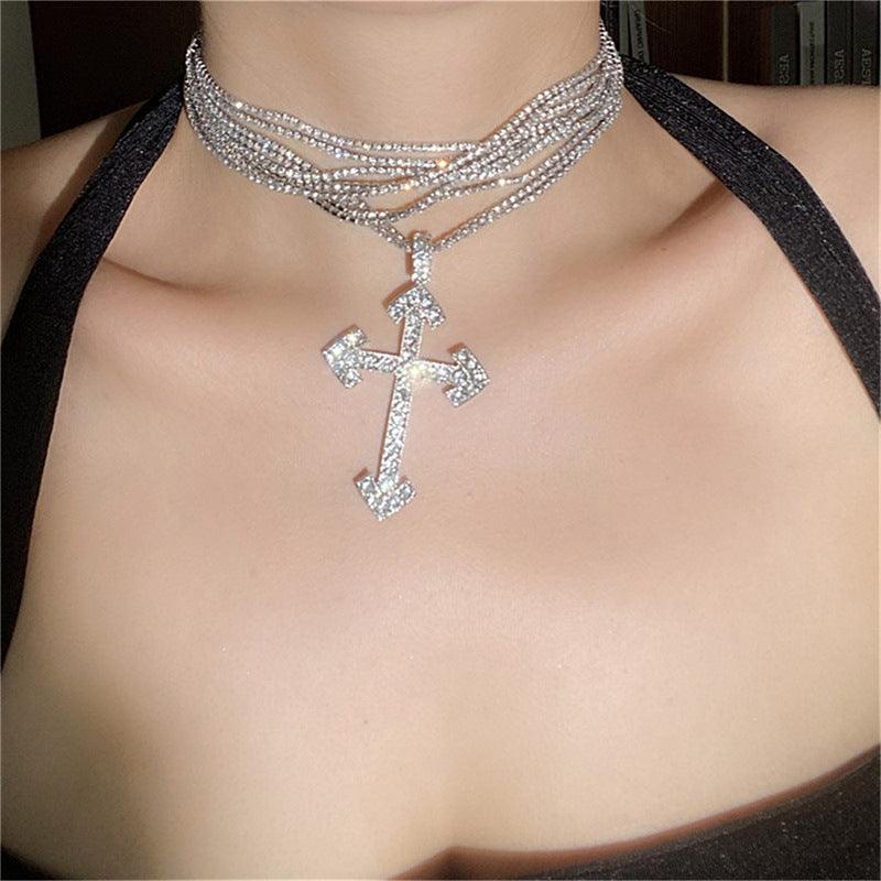 Wholesale Cross Pendant Necklace Collection Vintage Style Rhinestones Stainless Steel Alloy - coojewelry