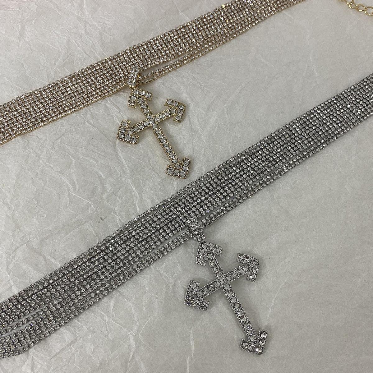 Wholesale Cross Pendant Necklace Collection Vintage Style Rhinestones Stainless Steel Alloy - coojewelry