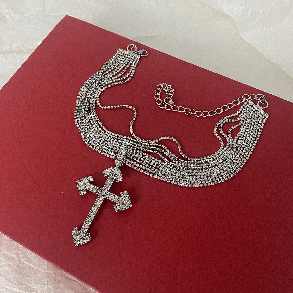 Wholesale Cross Pendant Necklace Collection Vintage Style Rhinestones Stainless Steel Alloy - coojewelry