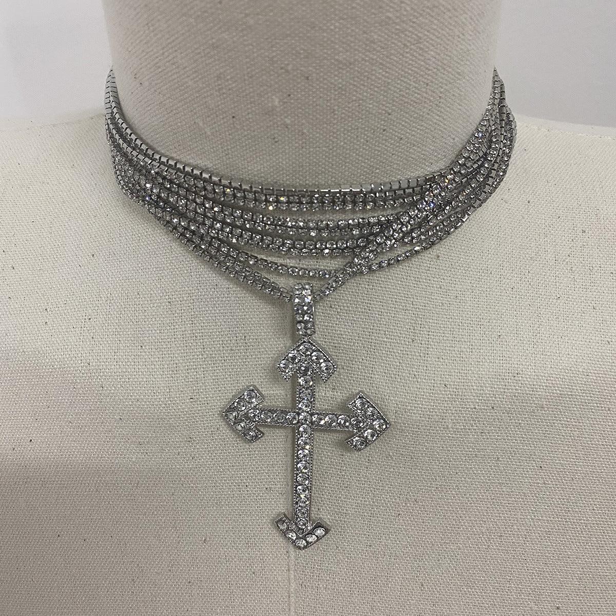 Wholesale Cross Pendant Necklace Collection Vintage Style Rhinestones Stainless Steel Alloy - coojewelry