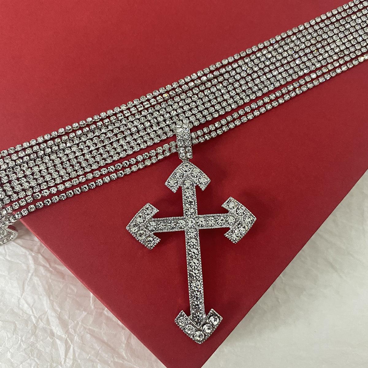 Wholesale Cross Pendant Necklace Collection Vintage Style Rhinestones Stainless Steel Alloy - coojewelry