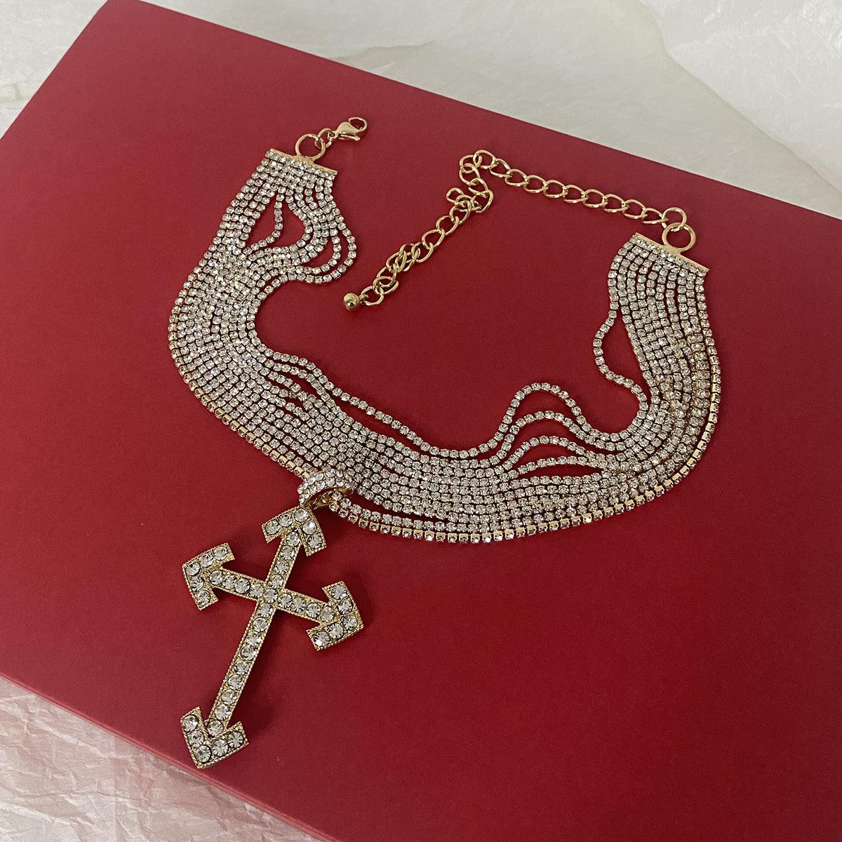Wholesale Cross Pendant Necklace Collection Vintage Style Rhinestones Stainless Steel Alloy - coojewelry