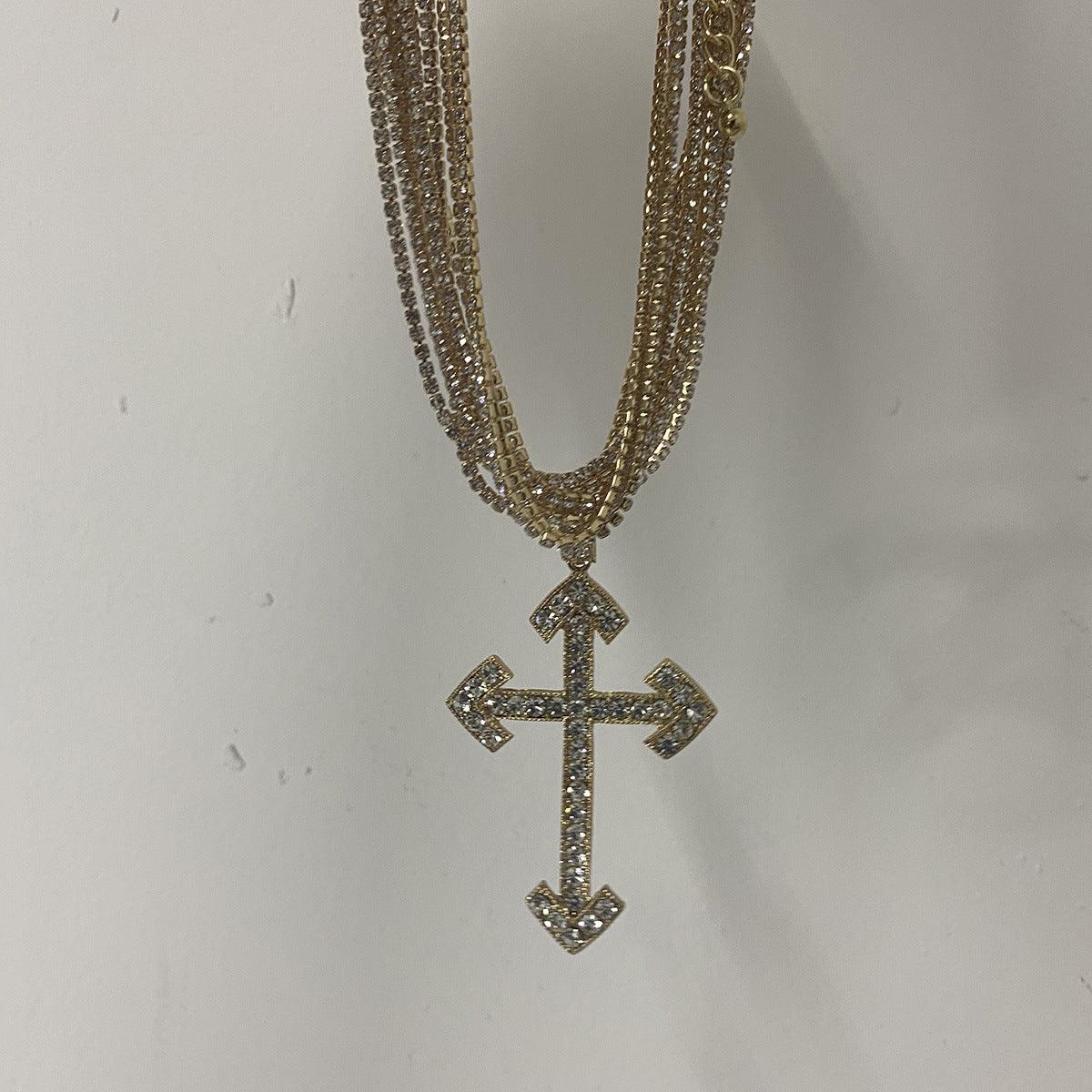 Wholesale Cross Pendant Necklace Collection Vintage Style Rhinestones Stainless Steel Alloy - coojewelry