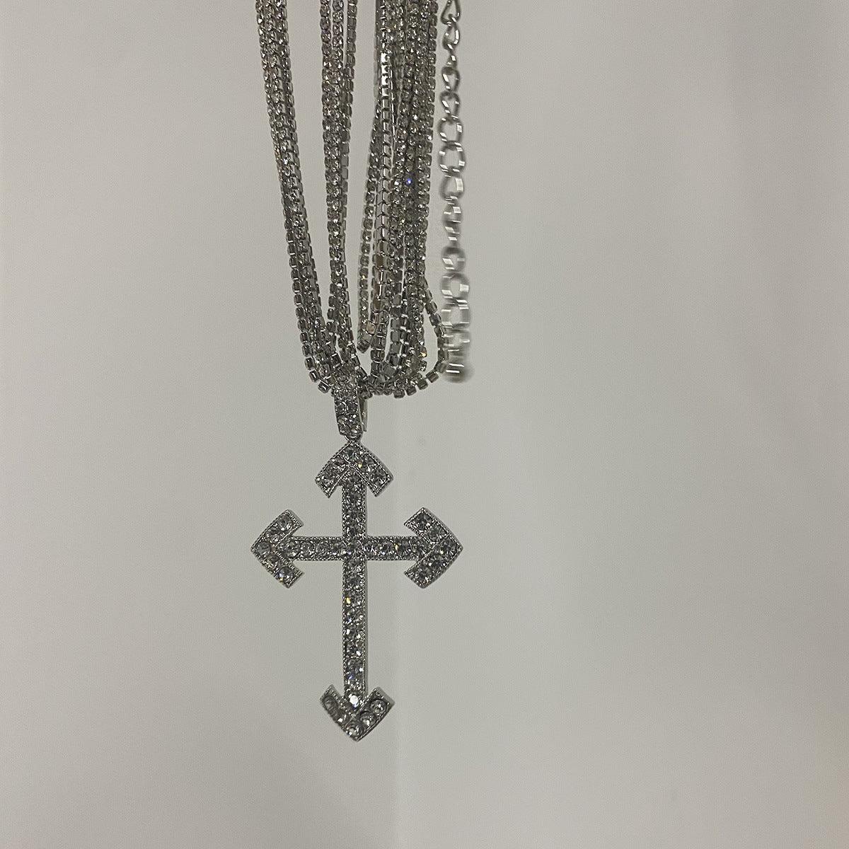 Wholesale Cross Pendant Necklace Collection Vintage Style Rhinestones Stainless Steel Alloy - coojewelry