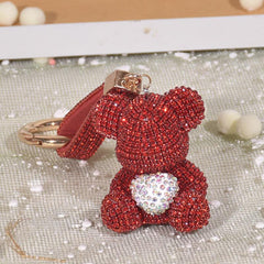 Wholesale Cute Bear Artificial Crystal Women's Bag Pendant Keychain - coojewelry