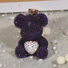 Wholesale Cute Bear Artificial Crystal Women's Bag Pendant Keychain - coojewelry