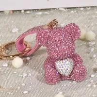 Wholesale Cute Bear Artificial Crystal Women's Bag Pendant Keychain - coojewelry