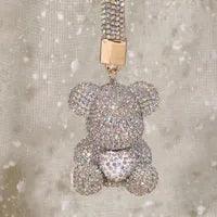 Wholesale Cute Bear Artificial Crystal Women's Bag Pendant Keychain - coojewelry