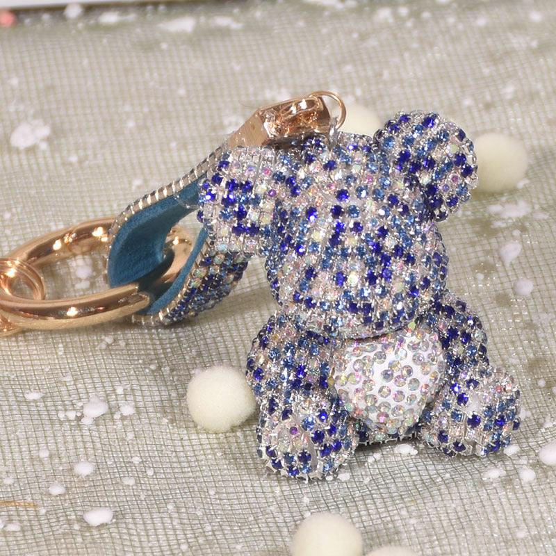 Wholesale Cute Bear Artificial Crystal Women's Bag Pendant Keychain - coojewelry