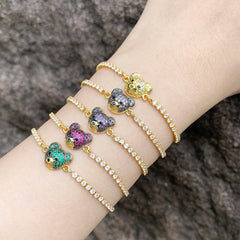 Wholesale Cute Fashion Simple Style Bear Copper 18K Gold Plated Zircon Bracelets in Bulk - coojewelry