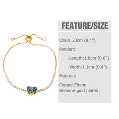 Wholesale Cute Fashion Simple Style Bear Copper 18K Gold Plated Zircon Bracelets in Bulk - coojewelry