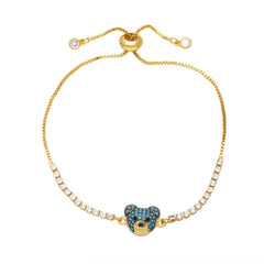 Wholesale Cute Fashion Simple Style Bear Copper 18K Gold Plated Zircon Bracelets in Bulk - coojewelry