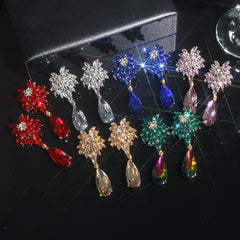 Wholesale Elegant Geometric Inlay Alloy Rhinestones Zircon Drop Earrings - coojewelry