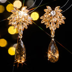 Wholesale Elegant Geometric Inlay Alloy Rhinestones Zircon Drop Earrings - coojewelry