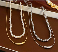 Wholesale Elegant Geometric Solid Color Imitation Pearl Copper Plated Women's Necklace - coojewelry