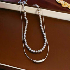 Wholesale Elegant Geometric Solid Color Imitation Pearl Copper Plated Women's Necklace - coojewelry
