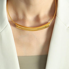 Wholesale Elegant Glam Retro Circle Titanium Steel Plating 18K Gold Plated Choker - coojewelry