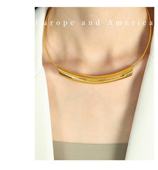 Wholesale Elegant Glam Retro Circle Titanium Steel Plating 18K Gold Plated Choker - coojewelry