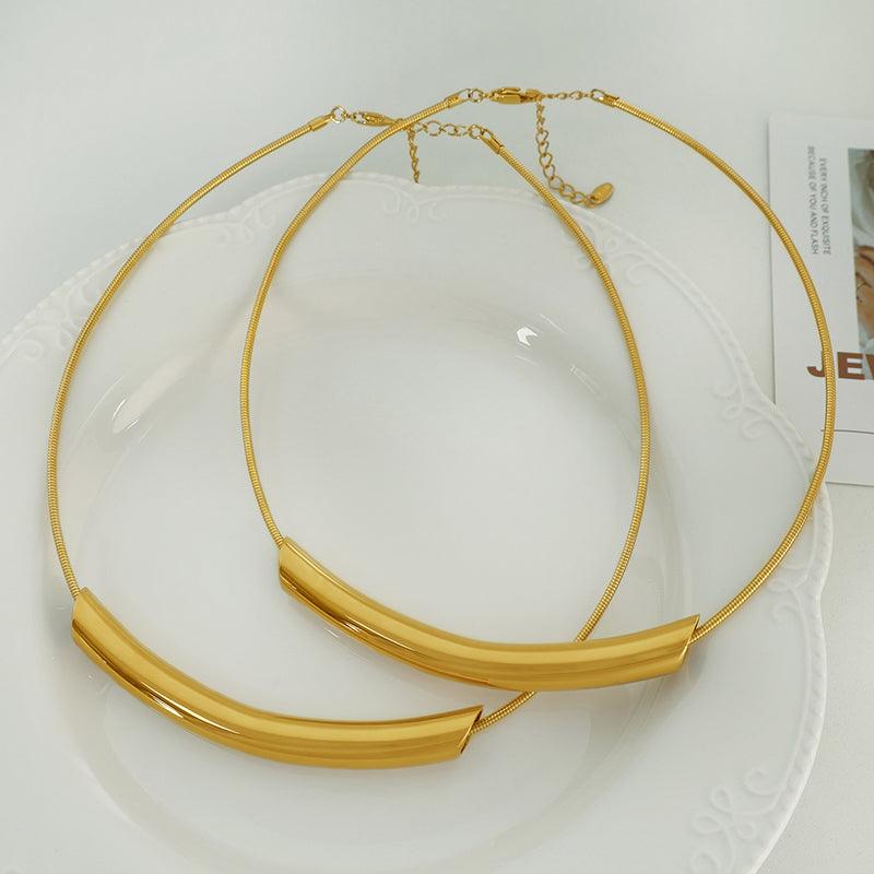 Wholesale Elegant Glam Retro Circle Titanium Steel Plating 18K Gold Plated Choker - coojewelry