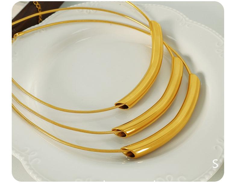 Wholesale Elegant Glam Retro Circle Titanium Steel Plating 18K Gold Plated Choker - coojewelry