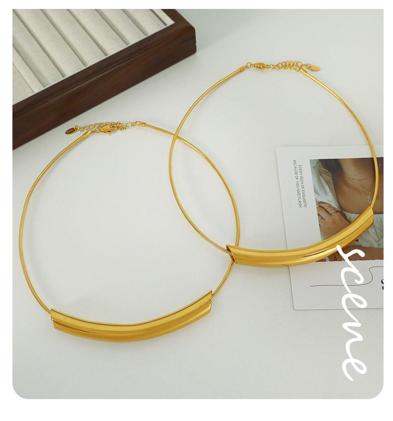 Wholesale Elegant Glam Retro Circle Titanium Steel Plating 18K Gold Plated Choker - coojewelry