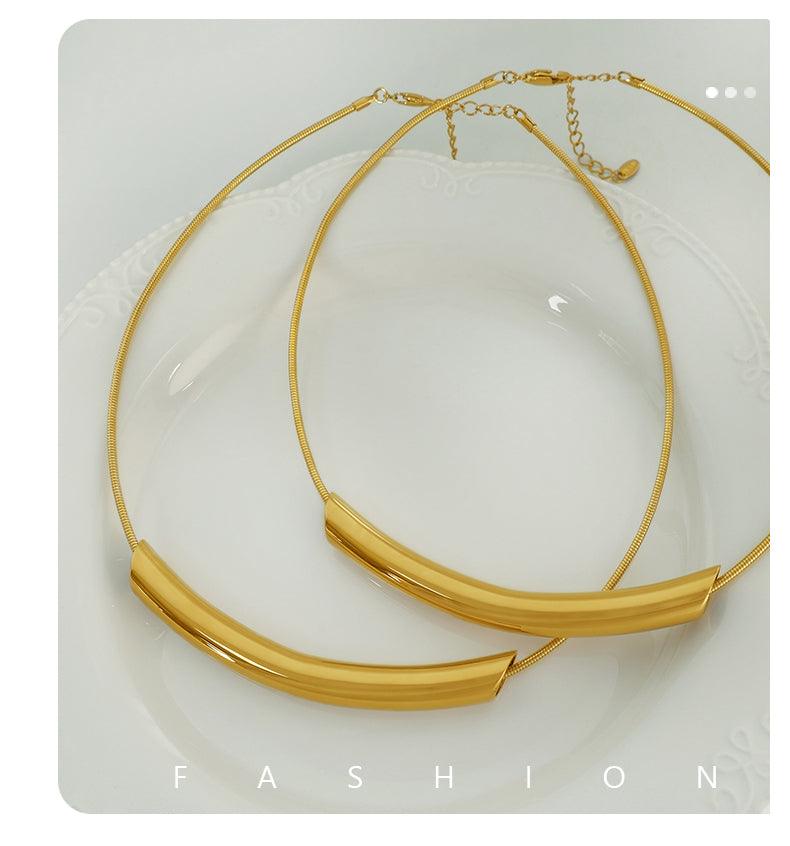 Wholesale Elegant Glam Retro Circle Titanium Steel Plating 18K Gold Plated Choker - coojewelry