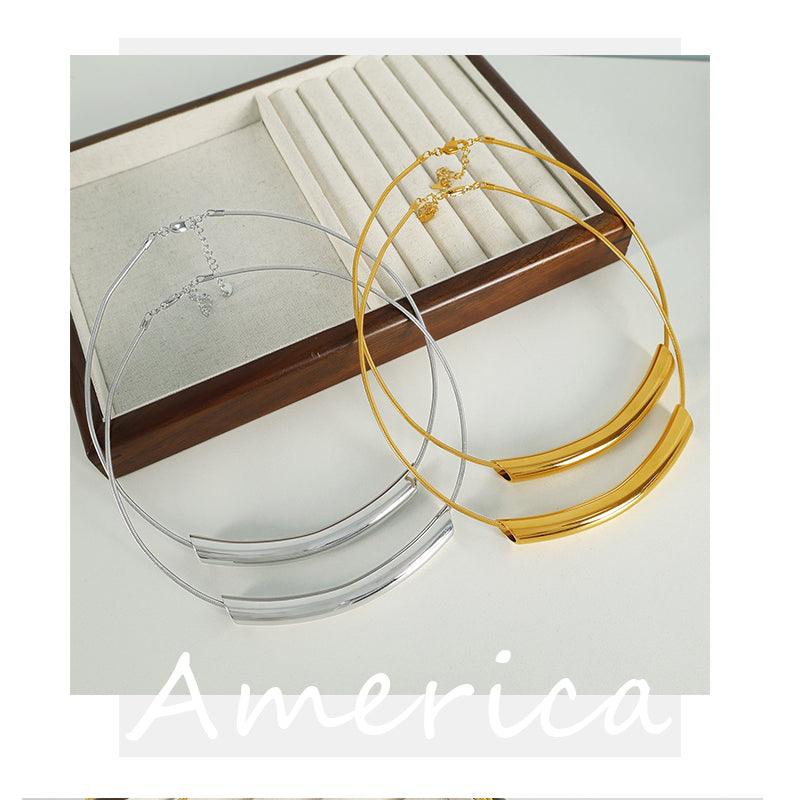 Wholesale Elegant Glam Retro Circle Titanium Steel Plating 18K Gold Plated Choker - coojewelry