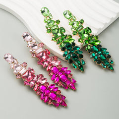 Wholesale Elegant Luxurious Irregular Inlay Zinc Alloy Artificial Diamond Drop Earrings - coojewelry