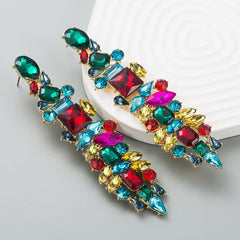 Wholesale Elegant Luxurious Irregular Inlay Zinc Alloy Artificial Diamond Drop Earrings - coojewelry