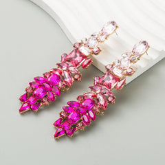 Wholesale Elegant Luxurious Irregular Inlay Zinc Alloy Artificial Diamond Drop Earrings - coojewelry