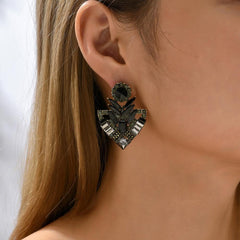 Wholesale Elegant Luxurious Korean Style Colorful Plating Metal Inlay Zinc Alloy Rhinestones Ear Studs - coojewelry