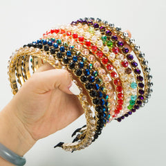 Wholesale Elegant Luxurious Solid Color Alloy Plating Inlay Crystal Hair Band - coojewelry