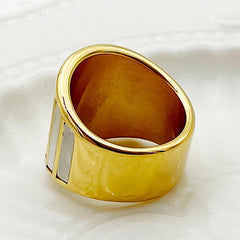 Wholesale Elegant Retro Simple Style Geometric Stainless Steel Rings Gold Plated - coojewelry