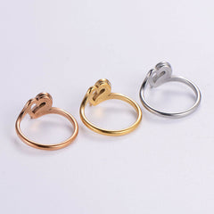 Wholesale Elegant Romantic Heart Shape Stainless Steel Plating Inlay Rhinestones 18K Gold Plated Rose Gold Plated Rings - coojewelry